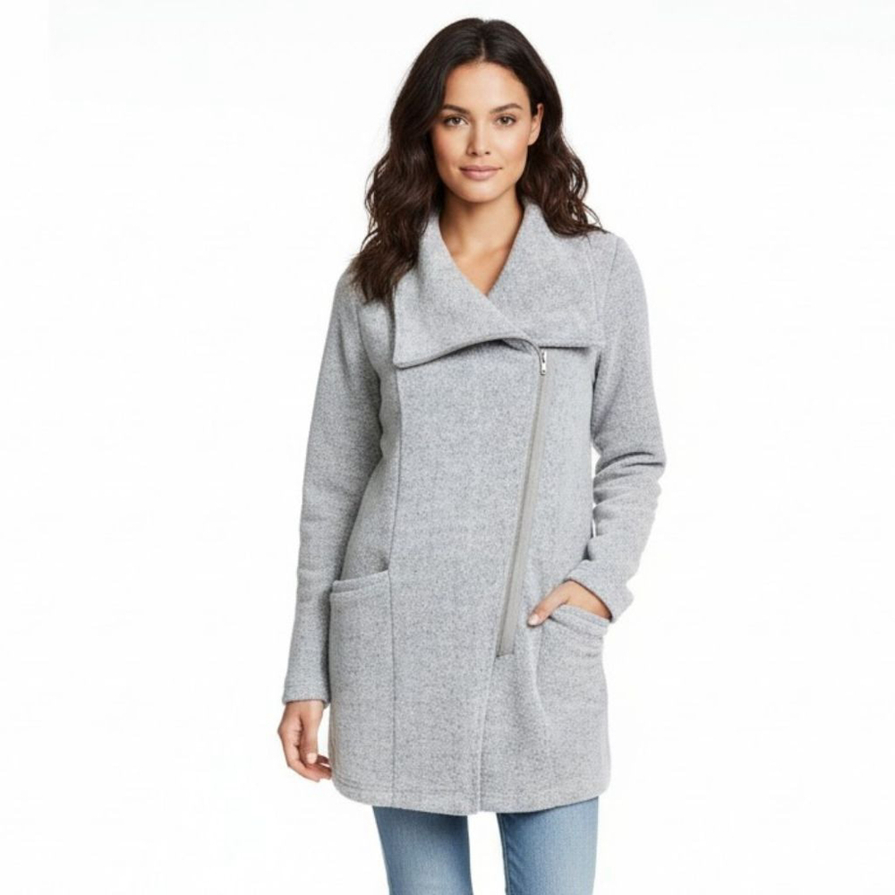 Cupcakes and Cashmere Brayden Marled Relaxed Grey Knit Cardigan Jacket Medium
